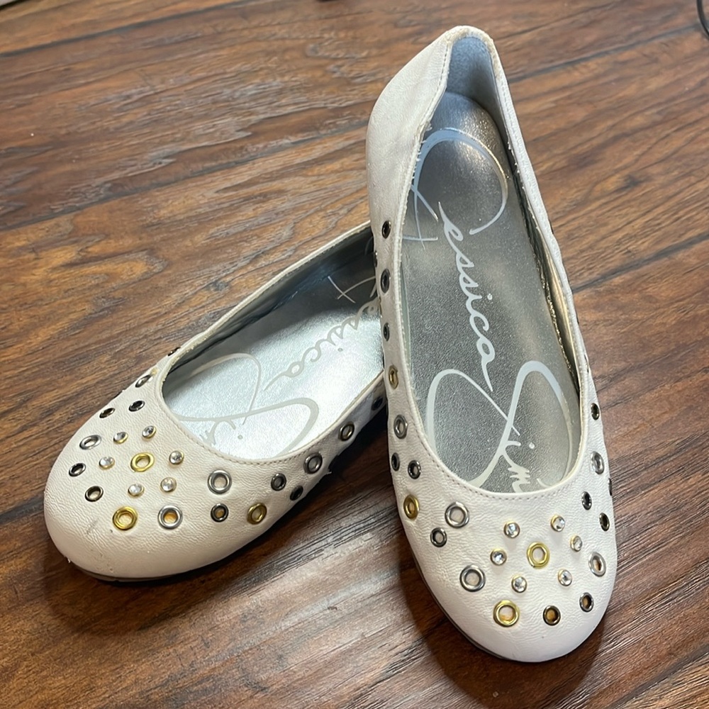 Jessica Simpson White Zahara Ballet Flats Size 13.5